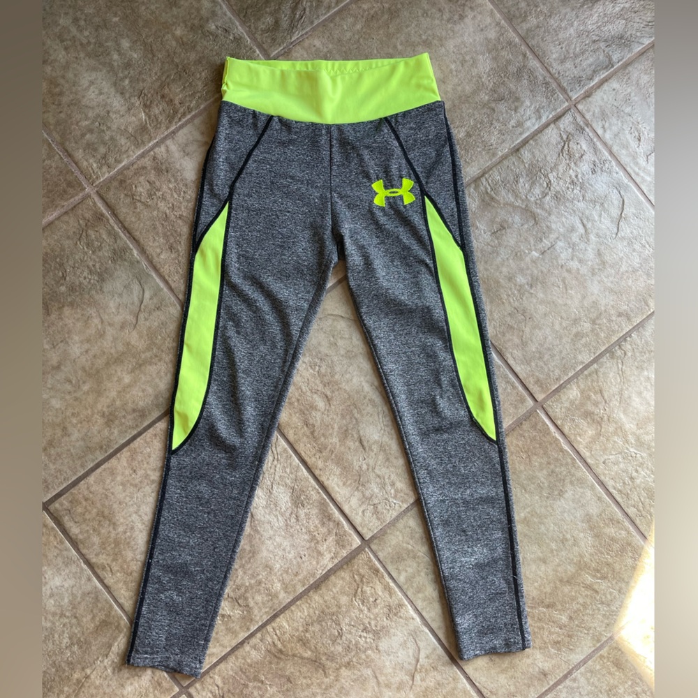 Under Armour Kids Leggings in Gray and Neon Yellow
